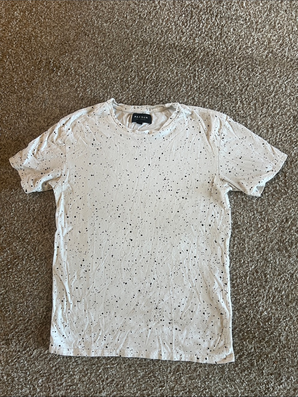 PacSun White Crewneck T-Shirt with Black Speckle Print